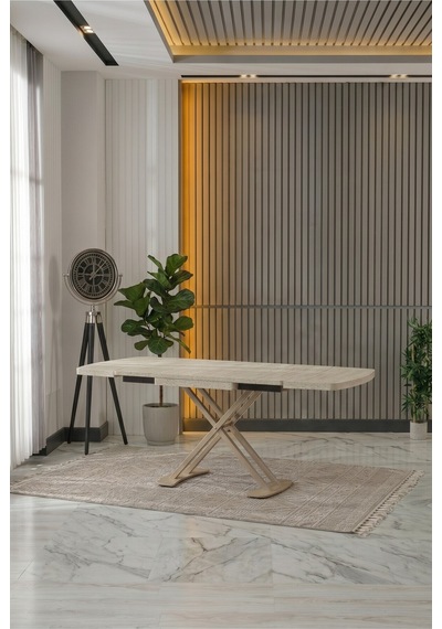 Venoxa Premium 80x120 / 80x180 Ölçülü Mdf Masa Tek Masadır Traverten/bej Traverten/bej