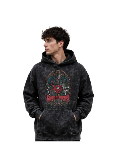 Sevbano Guns N' Roses Rock Metal Müzik Grubu Baskılı Unisex Oversize Prem Siyah