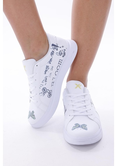 3d Dijital Baskı Kadın Alex Mcqueen Beyaz - Bloom Desenli Sneaker Beyaz-bloom