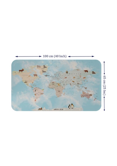 Eğitici Dünya Haritası Dünya Atlası Çocuk Ve Bebek Odası Duvar Sticker -60x105-3828 Çok Renkli