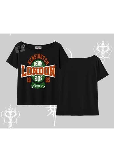 Tarzsokak Kayık Yaka Tshirt London Denim 1985 Siyah