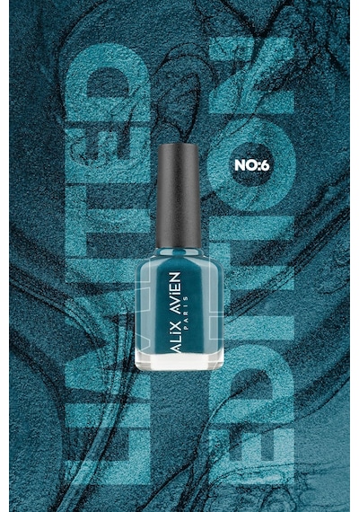 Alix Avien Limited Edition Işıltılı Petrol Mavi Oje-yüksek Pigmentli Kalıcılık Hızlı Kuruma-nail Lacquer No:6