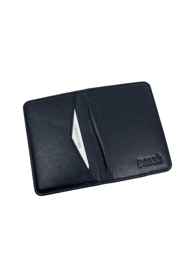 Bons Deri Hakiki Deri Kartlık, Minimalist Unisex Cüzdan Ve Kredi Kartlık Modeli - Siyah