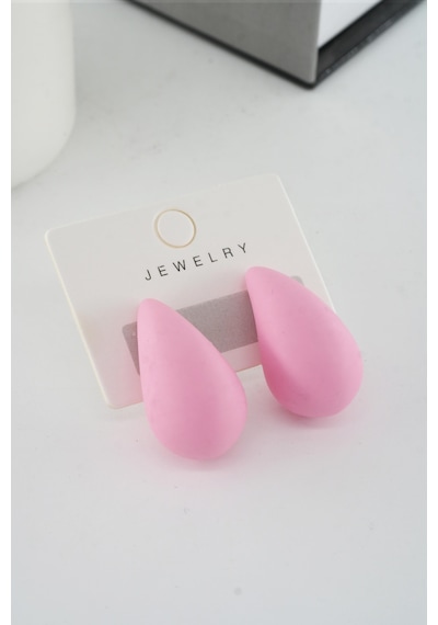 Kadın Vip Seri Su Damlası Model Küpe Pembe