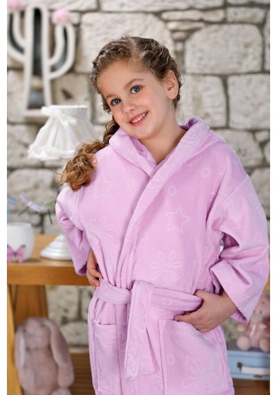 Özdilek Gırl Butterfly Kapşonlu Cocuk Bornozu Pembe Kdf 5/6 Pembe