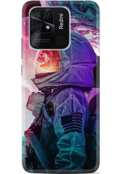 Xiaomi Redmi Poco C40 Kılıf Resimli Desenli Silikon Platinium Series İskelet Astronot 1892