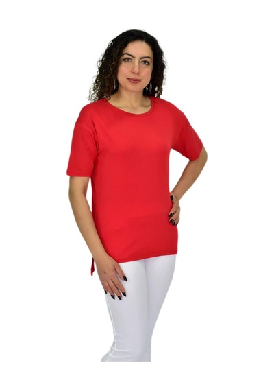 Kadın Yarım Kol Sıfıryaka Likralı Tişört Bgl-st04652 Kırmızı