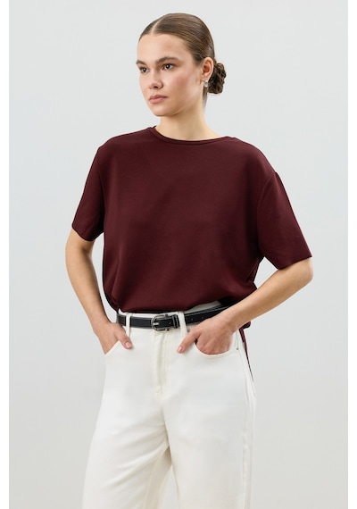 Antioch Dökümlü Kadın T-shirt Bordo