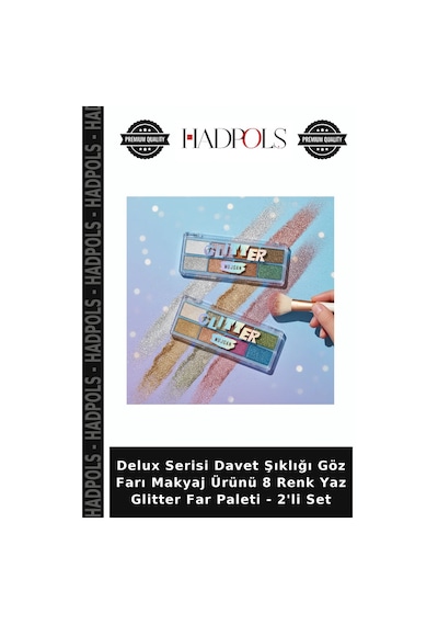 Delux Serisi Davet Şıklığı Göz Farı Makyaj Ürünü 8 Renk Yaz Glitter Far Paleti - 2'li Set Çok Renkli