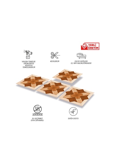 Tink Kendinden Yapışkanlı Ahşap 002 Desenli Pvc Karo 30x30 Cm