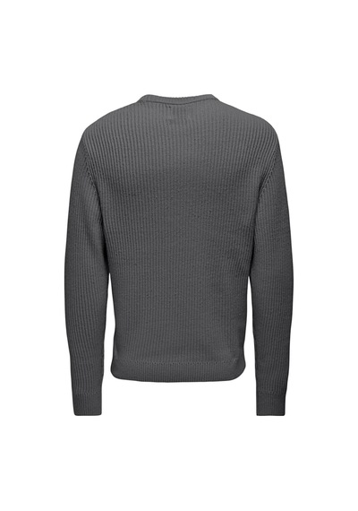 Only & Sons Onsfergal Lıfe Reg 7 Rıb Crew Knıt Grey Pinstripe