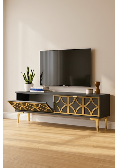 Tsa1237ag - Lemtv120 Tv Stand, Tv Sehpası Antrasit - Gold 120cm