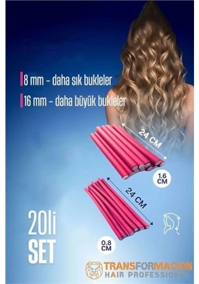 Mey İthalat Sosis Latex Bigudi - Isısız Saç Bigudisi 8 Ve 18 Mm 20 Adet 721916