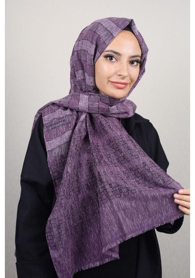 Berussa Desenli Aqua Şal - Desen-05 Mor