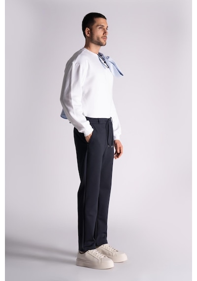 Slim Fit Jogger Bel Pantolon Lacivert Lacivert