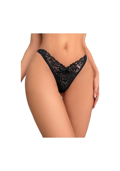 Liona Dantelli Kadın Siyah G-String Külot