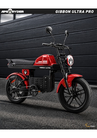 Ape Ryder Gibbon Ultra Pro 1000w Elektrikli Bisiklet Kırmızı Ayna ve El gazı