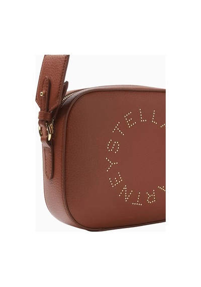 Stella Mccartney Alter Mat Vegan Deri Studded Logo, Mini Kamera Omuz Çantası Kahverengi
