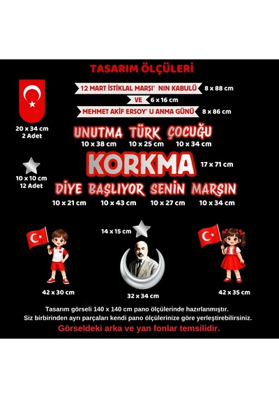12 Mart İstiklal Marşı'nın Kabulü Pano Süsü 7
