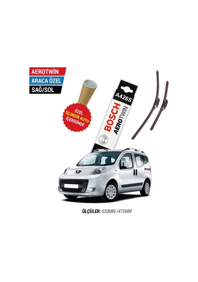 Bosch Aerotwin A426S Peugeot Bipper Silecek Seti (2008-2017)