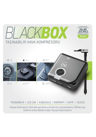 Subzero Bx44 Taşınabilir Akıllı Kablosuz Hava Kompresörü - Dijital Ekranlı Şarj Edilebilir Lastik Şişirme Pompası Hava Pompası