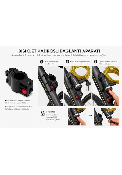 Motosiklet Bisiklet E-scooter Uyumlu Kablo Kilit Metal Güvenlik Kilidi 2 Anahtarlı 15x120cm
