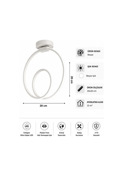 Ovira Led Plafonyer Avize Beyaz Işık