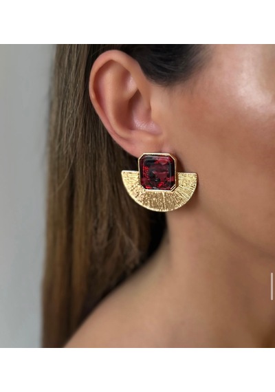 Marka Model Yelpaze Küpe Bordo
