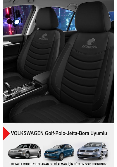 Panther Serisi Keten Kumaş Oto Koltuk Kılıfı- Volkswagen Bora-golf-jetta-polo Uyumlu Siyah