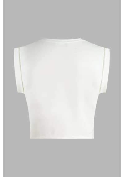 Hiccup Baskılı Kısa Tişört Tozlu Beyaz