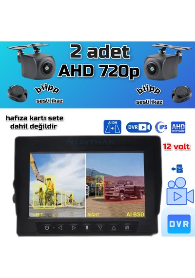 Nesne Tanımalı Sesli İkazlı 2 Adet Kamera Ve 7 İnç Dvr Ekran Set