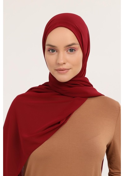 Altobeh Hazır Pratik Lüks Boru Boneli Şifon Şal Bordo