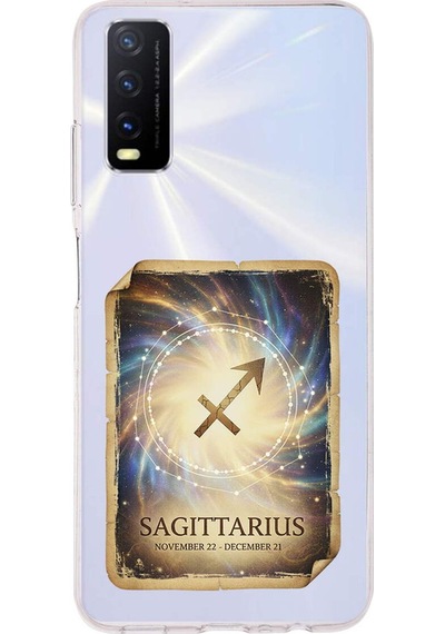 Vivo Y20s İle Uyumlu Burç Kartları Yay Tasarımlı Şeffaf Silikon Kılıf Şeffaf