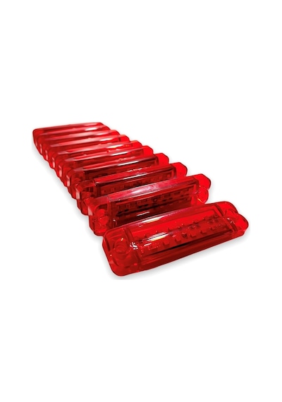 Ahmet Otomotiv 10 Adet Çift Sıra Parmak Led Kırmızı Renk 10cm 16 Led