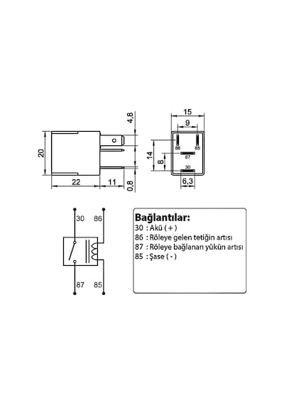 Mikro Röle 12v 40a 4p 4 Fişli Dirençli Çift Platin