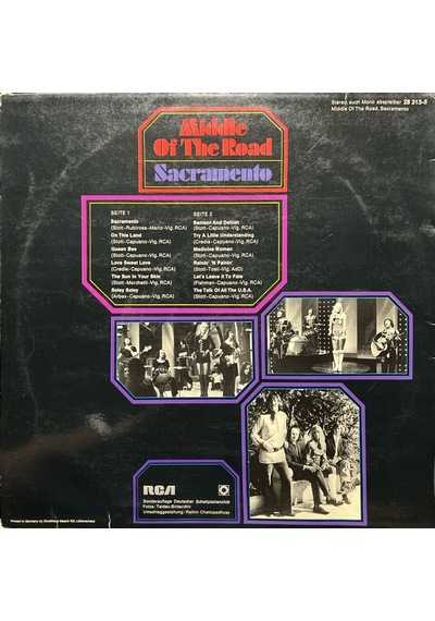 Middle Of The Road Sacramento Lp Plak