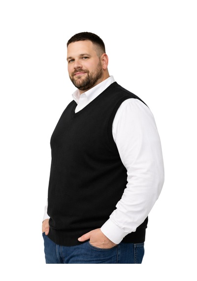 Battalmoda Erkek Büyük Beden Siyah V Yaka Süveter 3xl-4xl-5xl-6xl