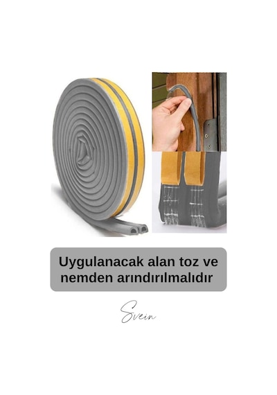 1. Sınıf Gri Kapı Pencere Soğuk Toz Geçirmez İzolasyon Fitili Yapışkanlı Isı Yalıtım 2x3 6 Mt Diğer