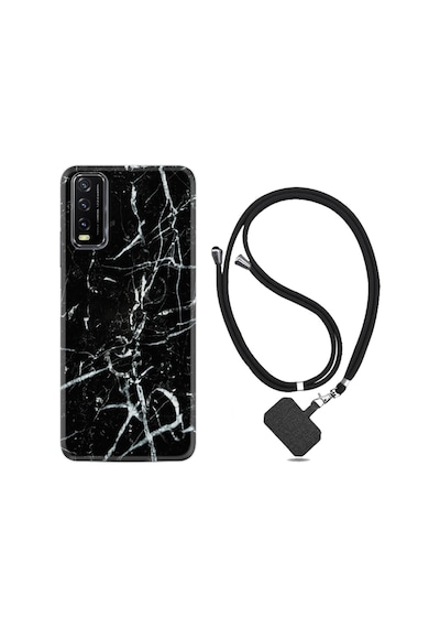 Vivo Y20S Kılıf Boyun Askılı Black Marble 3 1382