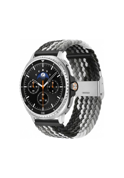 Samsung Galaxy Watch 8 40mm / 44mm / 46mm Classic Uyumlu Metal Clips Kumaş Örgü Akıllı Saat Kordon