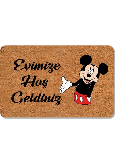 Dijital Baskılı Kapı Önü Paspas Hoşgeldiniz Çok Amaçlı Iç Ve Dış Kapı Paspası Siyah - Bej