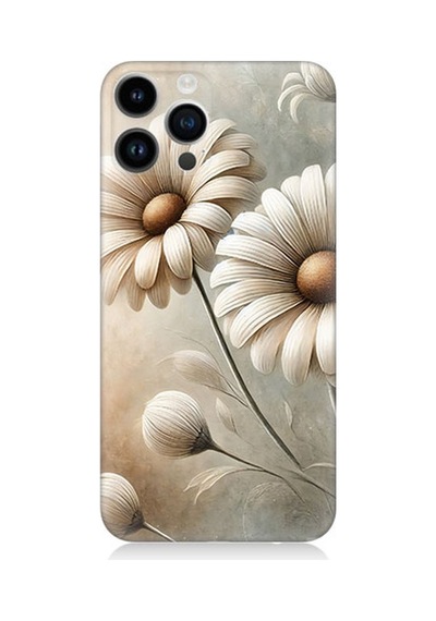 Apple iPhone 13 Pro Max Uyumlu Yumuşak Beyaz Papatya Güzelliği Desenli Silikon Kılıf Çok Renkli