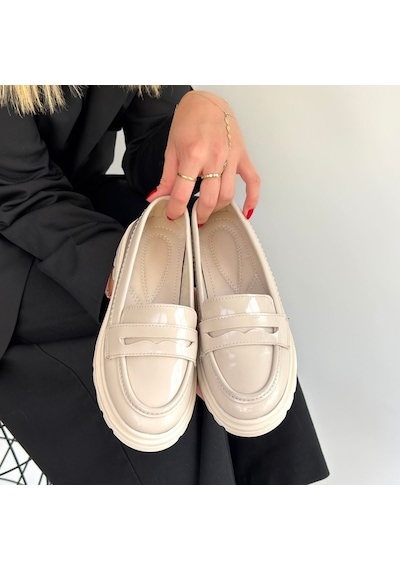 Roof Atelier Kadın Bej Rugan Loafer Ayakkabı - Narli Çok Renkli
