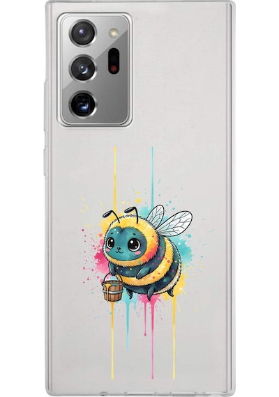 Samsung Galaxy Note 20 Ultra İle Uyumlu Splash Arı Tasarımlı Şeffaf Silikon Kılıf Şeffaf