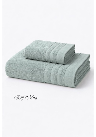 2 Parça Banyo Havlusu Seti Pamuklu Sude 70x140 + 50x85 Cm Yeşil