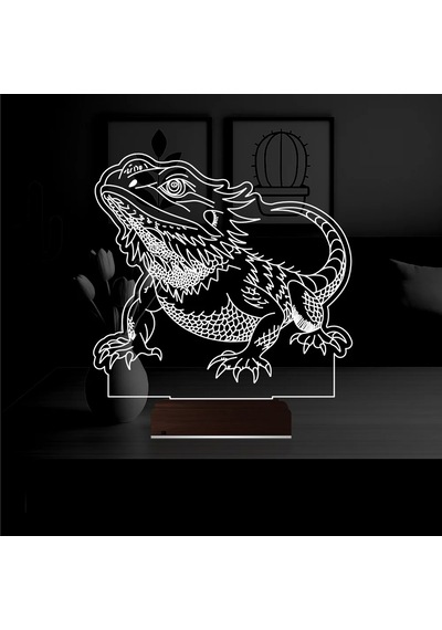 Luvivia Kertenkele Bukalemun 3d Lamba - Masa Gece Lambası Şeffaf