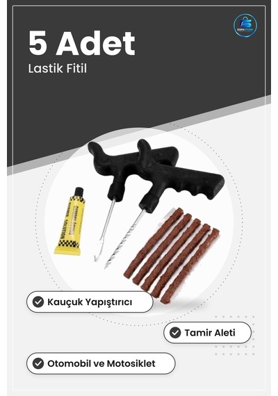 Lastik Fitil Seti 5 Adet Kauçuk Yapıştırıcı İkili Tamir Aleti Ara