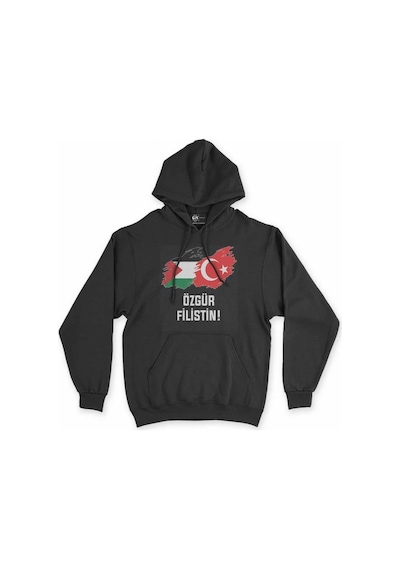 Hunors Sportswear & Company Özgür Filistin Baskılı Unisex Model Pamuklu Kapüşonlu Sweatshirt SIYAH Hunors Sportswear & Company Özgür Filistin Baskılı Unisex Model Pamuklu Kapüşonlu Sweatshirt SIYAH