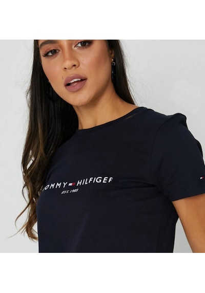 Tommy Hilfiger Tommyhilfiger Yazı Logo Nakışlı Pamuklu Kadın T-shirt Lacivert-mavi Tommy Hilfiger Tommyhilfiger Yazı Logo Nakışlı Pamuklu Kadın T-shirt Lacivert-mavi