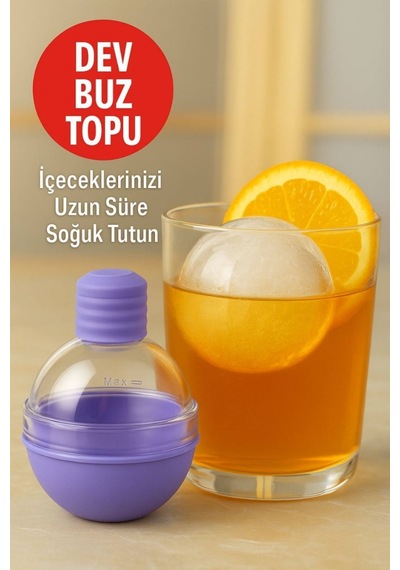 Dev Buz Topu Kalıbı İçeceklerinizi Uzun Süre Soğuk Tutan Buz Küresi Kalıbı 1 Adet Silikon Çok Diğer